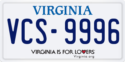 VA license plate VCS9996