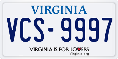 VA license plate VCS9997