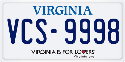 VA license plate VCS9998