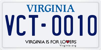 VA license plate VCT0010