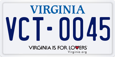 VA license plate VCT0045