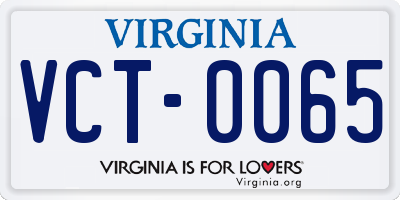 VA license plate VCT0065