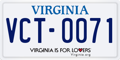 VA license plate VCT0071