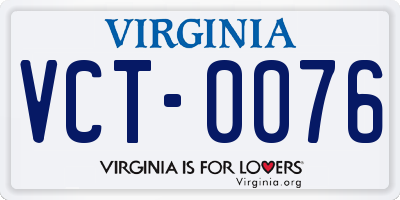 VA license plate VCT0076