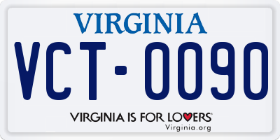 VA license plate VCT0090