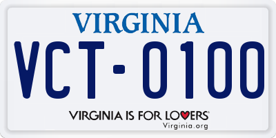 VA license plate VCT0100