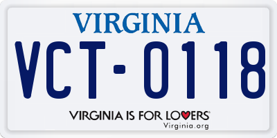 VA license plate VCT0118