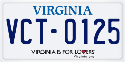 VA license plate VCT0125