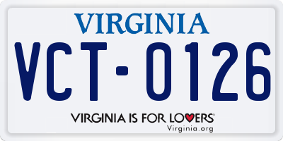 VA license plate VCT0126