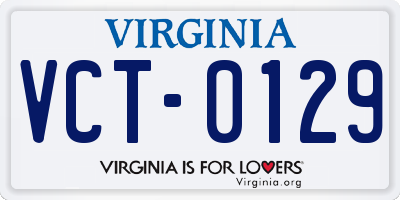 VA license plate VCT0129