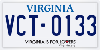 VA license plate VCT0133