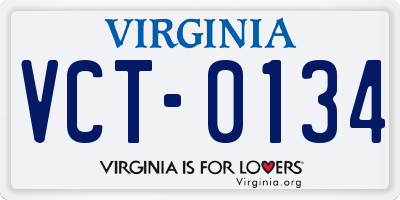 VA license plate VCT0134
