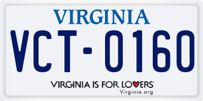 VA license plate VCT0160