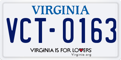 VA license plate VCT0163