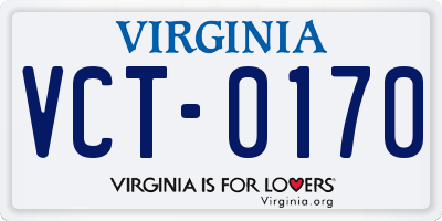 VA license plate VCT0170