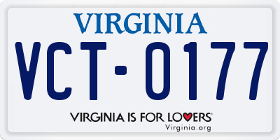 VA license plate VCT0177