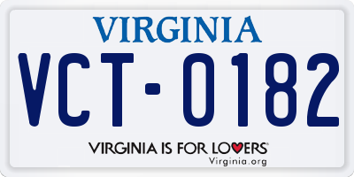 VA license plate VCT0182