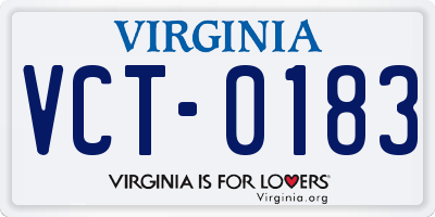 VA license plate VCT0183