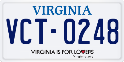 VA license plate VCT0248