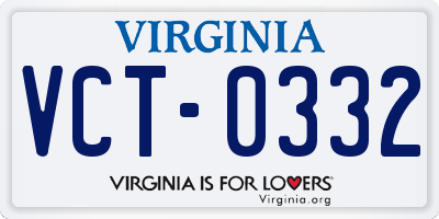 VA license plate VCT0332