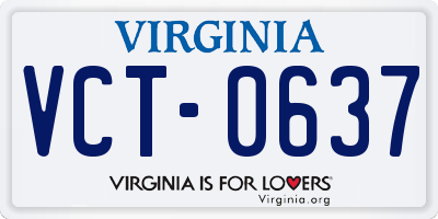 VA license plate VCT0637