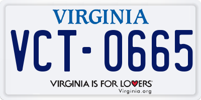 VA license plate VCT0665