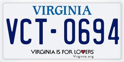 VA license plate VCT0694