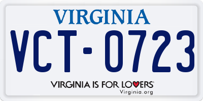 VA license plate VCT0723