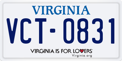 VA license plate VCT0831
