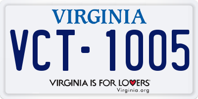 VA license plate VCT1005