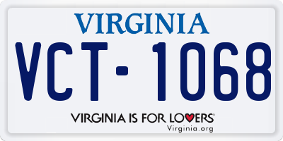 VA license plate VCT1068