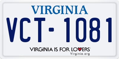 VA license plate VCT1081