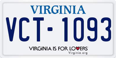 VA license plate VCT1093