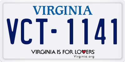 VA license plate VCT1141