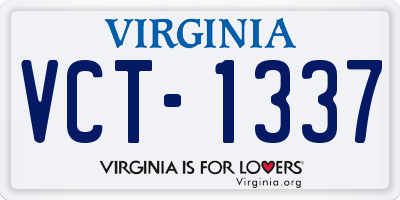 VA license plate VCT1337