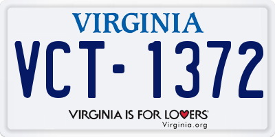 VA license plate VCT1372