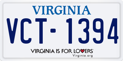 VA license plate VCT1394