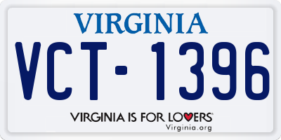 VA license plate VCT1396