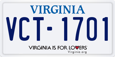 VA license plate VCT1701