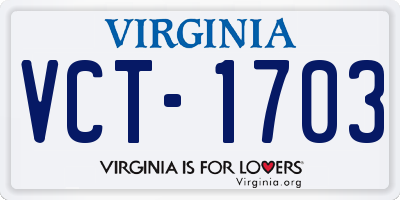 VA license plate VCT1703
