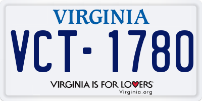 VA license plate VCT1780