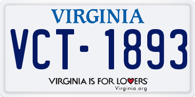 VA license plate VCT1893