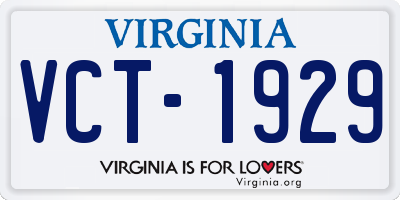 VA license plate VCT1929