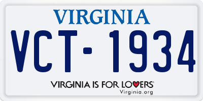 VA license plate VCT1934