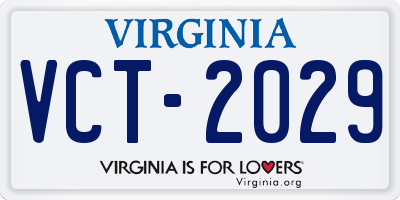 VA license plate VCT2029