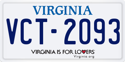 VA license plate VCT2093
