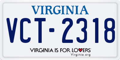 VA license plate VCT2318