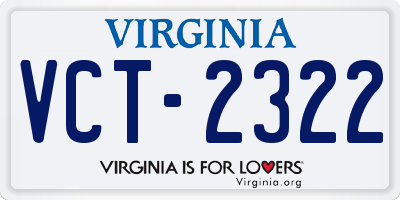 VA license plate VCT2322