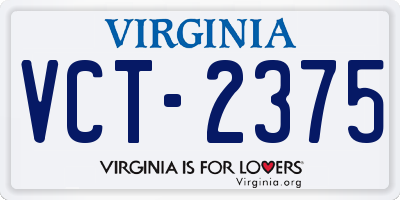 VA license plate VCT2375