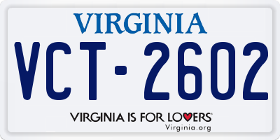 VA license plate VCT2602